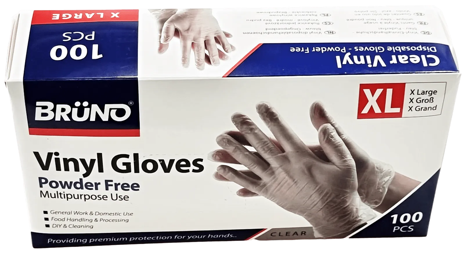 100 XL Disposable Vinyl Clear Examination Gloves Powder Free Latex Free Gloves VG004 (Parcel Rate)