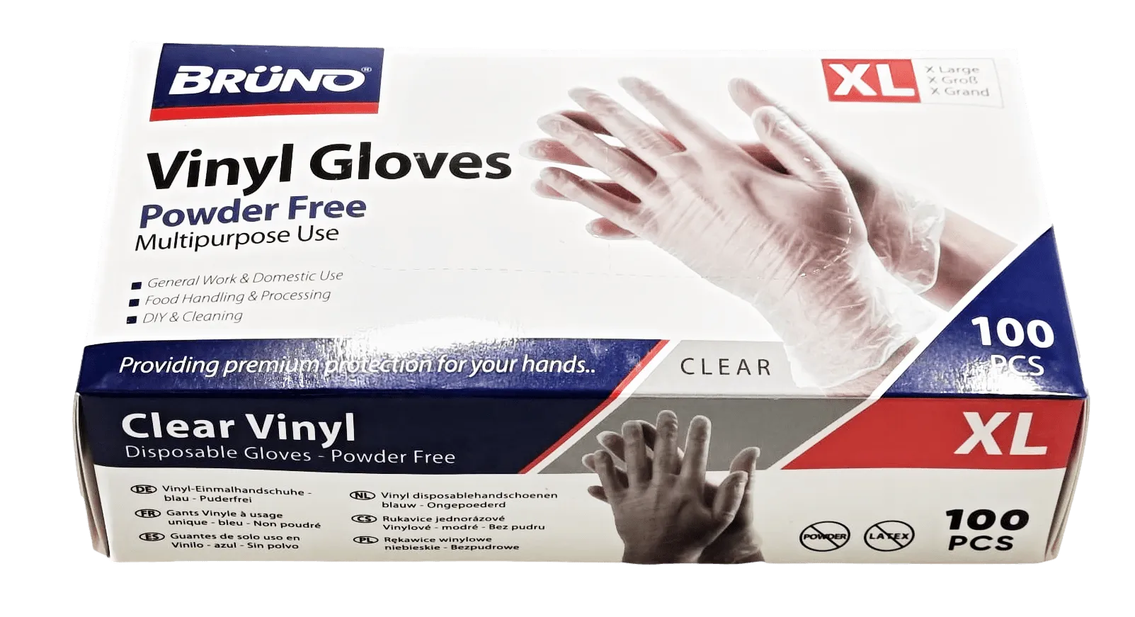 100 XL Disposable Vinyl Clear Examination Gloves Powder Free Latex Free Gloves VG004 (Parcel Rate)