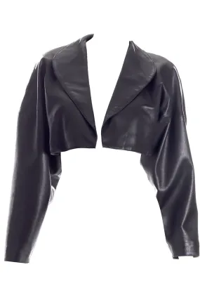 1983 Alaia Iconic Cropped Leather Vintage Black Jacket Documented