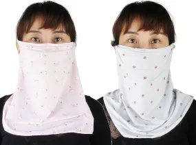 2 Pack of Women Sunscreen Chiffon Balaclava Scarf Neck Gaiter Lightweight UV Protection Bandana