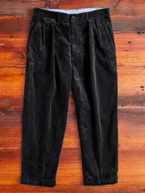 2-Pleat Corduroy Trousers in Charcoal Grey