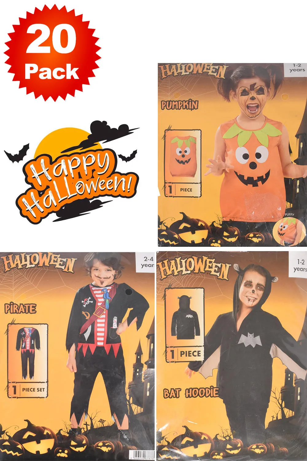 20 Pack Kids Halloween Costumes Glow in the Dark