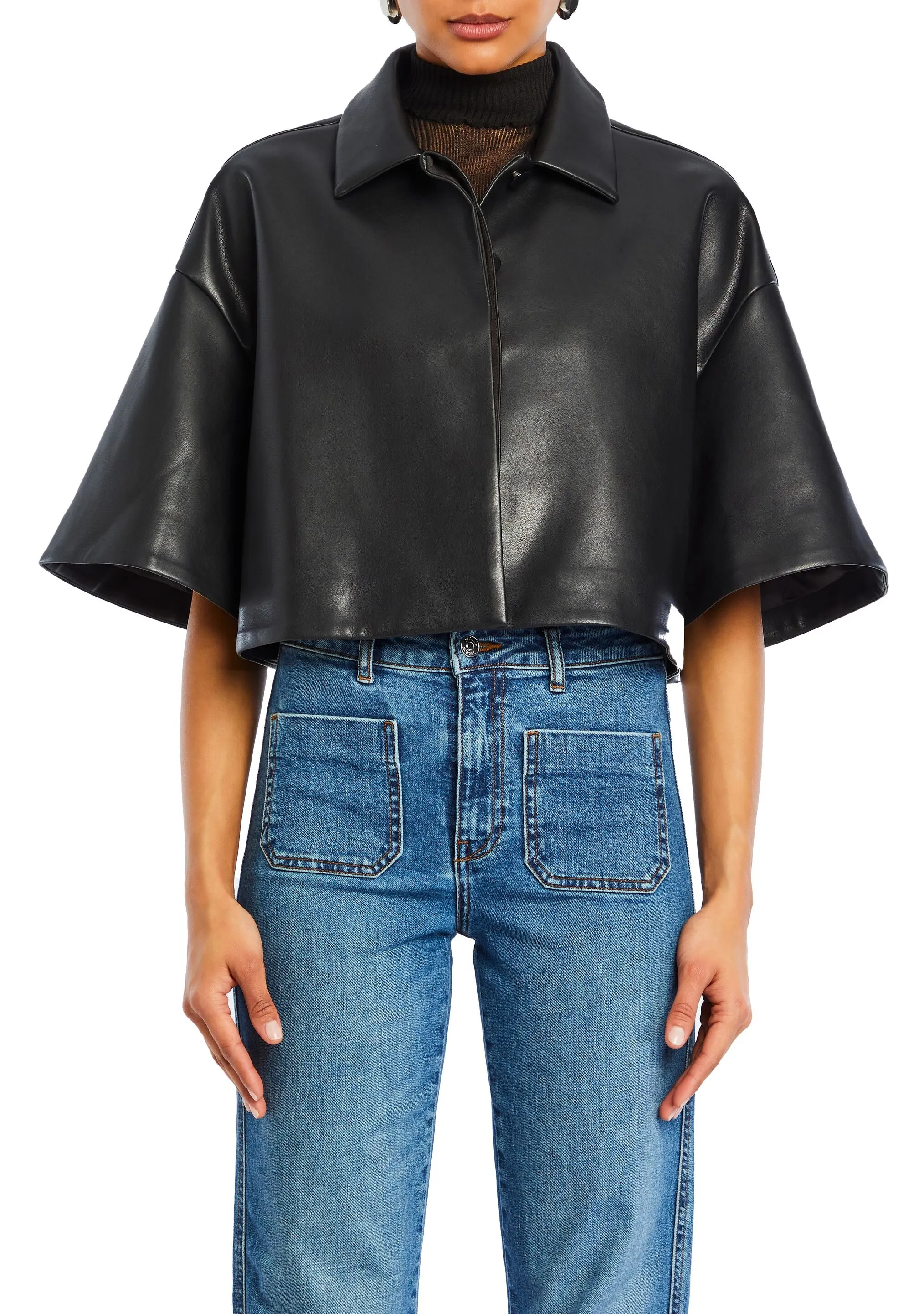 Adi Vegan Leather Cropped Jacket