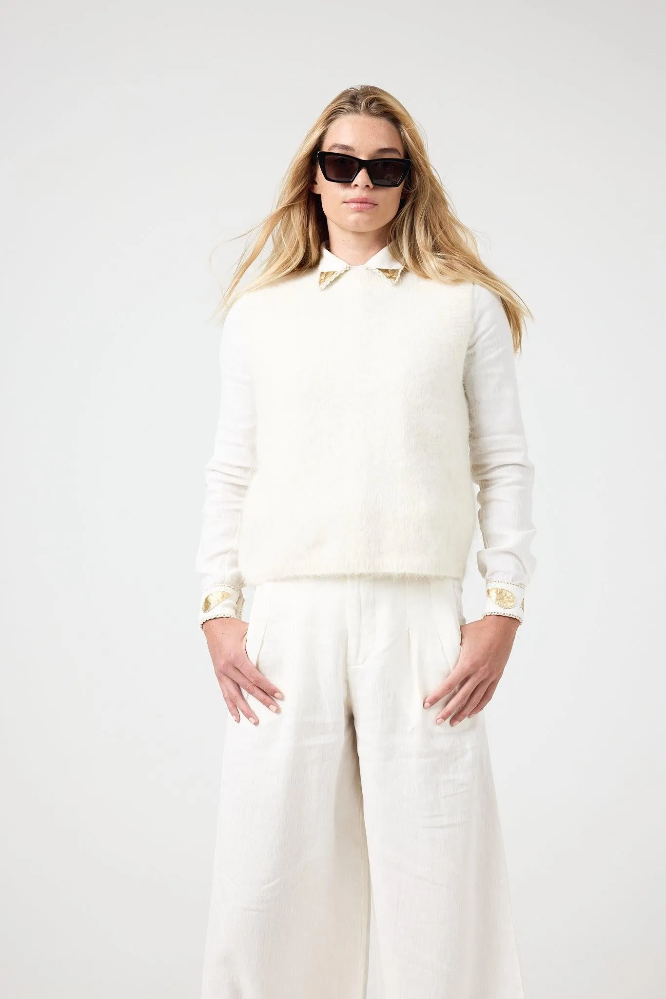 Alpaca Knitted Vest- Off-White