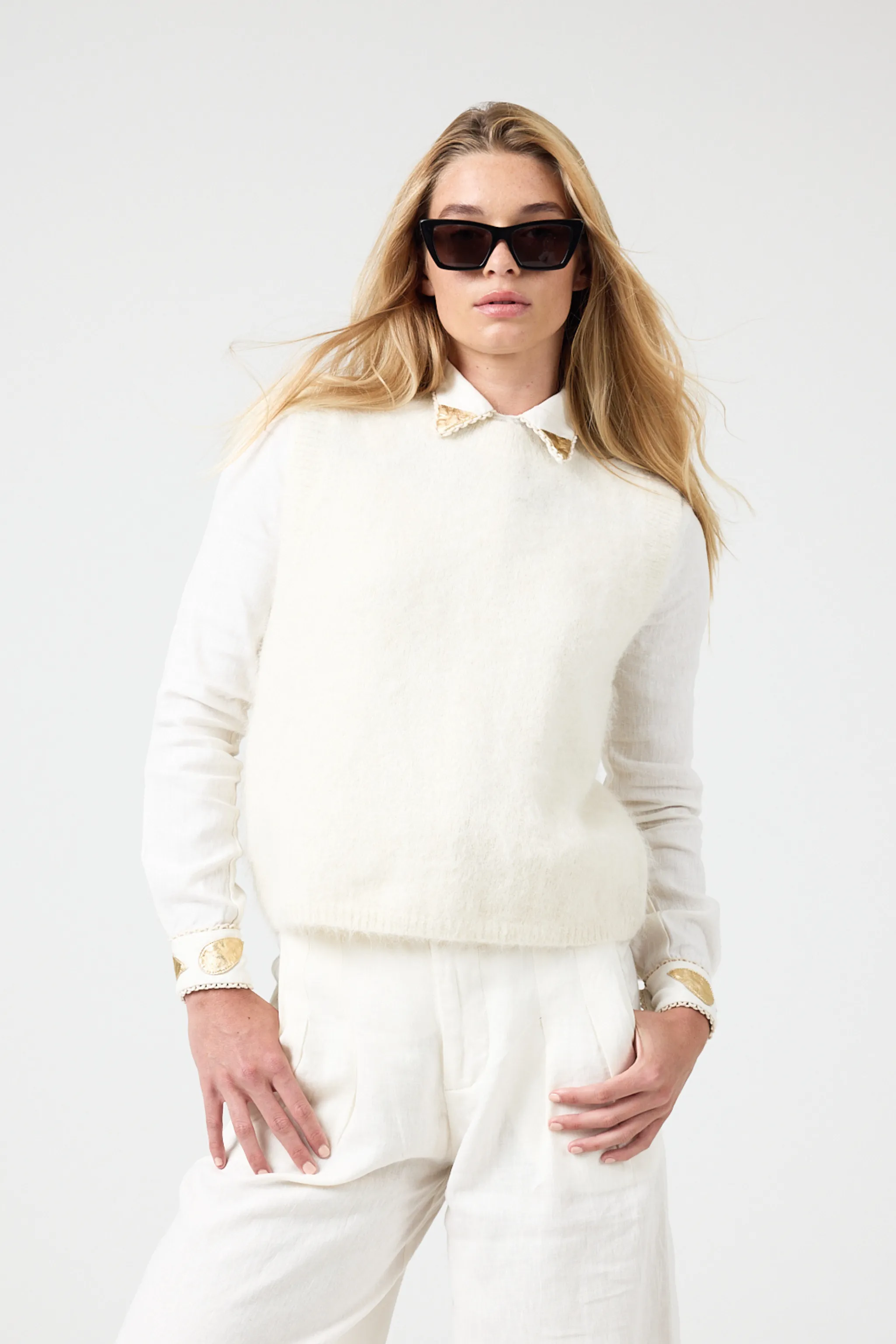 Alpaca Knitted Vest- Off-White