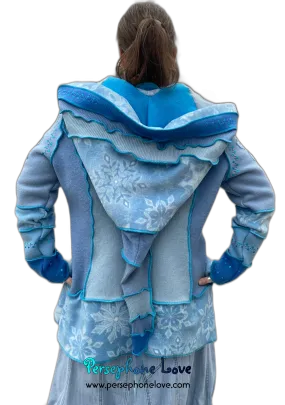 “Amnesia” Katwise style embroidered/felted/sequins 100% cashmere patchwork hoodie-2549