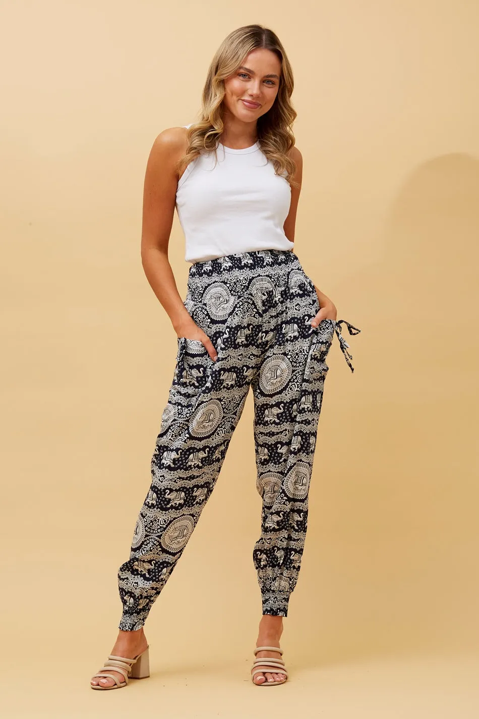 ANIMAL PRINT BOHO HAREM PANTS