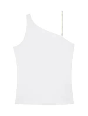 Asymmetric cotton top with chain