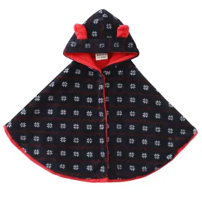 Baby Toddler Hooded Red/Navy All Print Snowflake Cloak Outfit/0-2Years