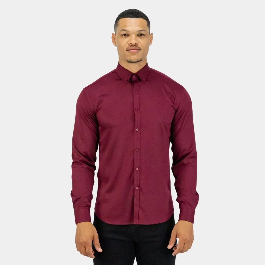 Bamboo Satin Stretch Shirt - Burgundy