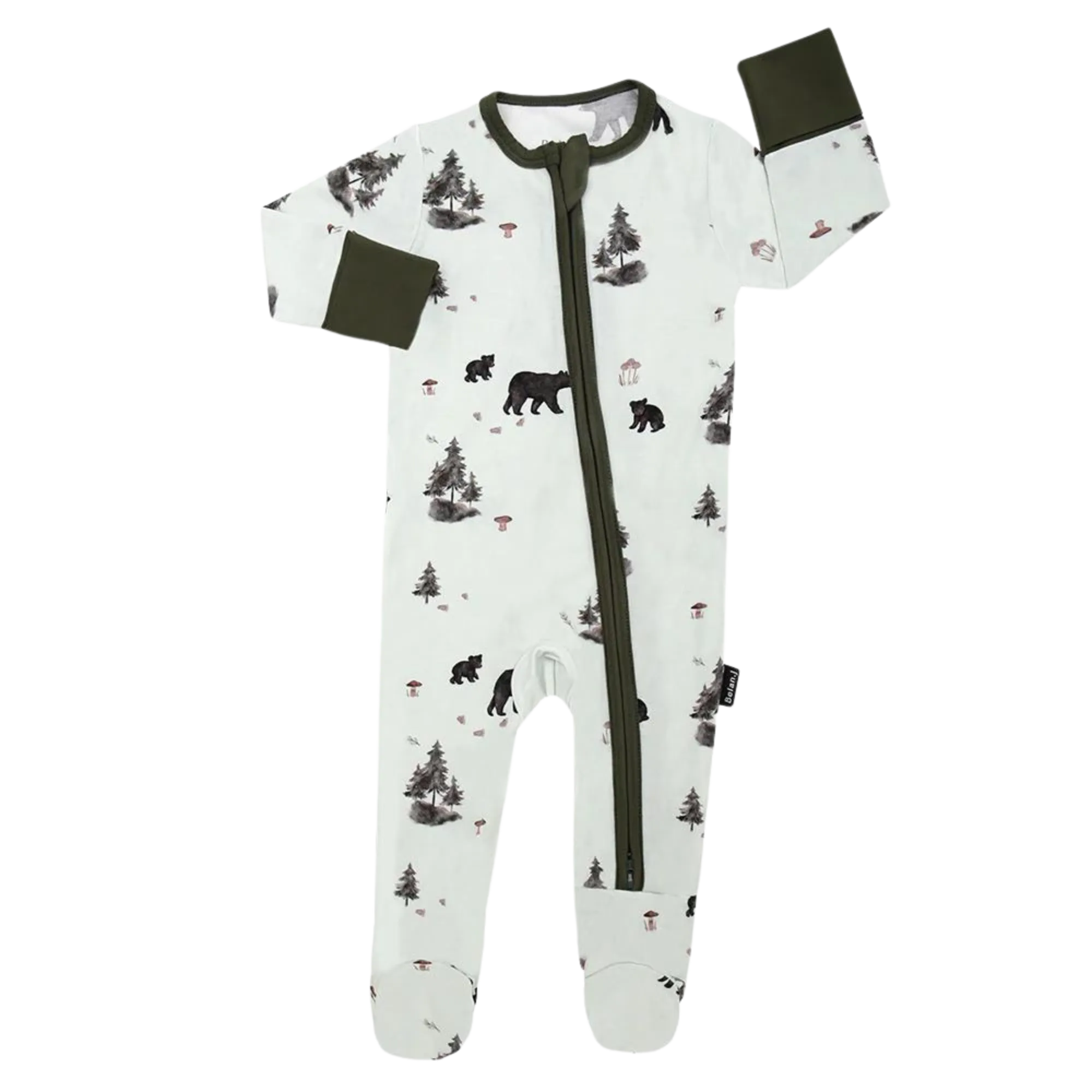 BELAN J Footed Zipper Sleeper - Black Bears