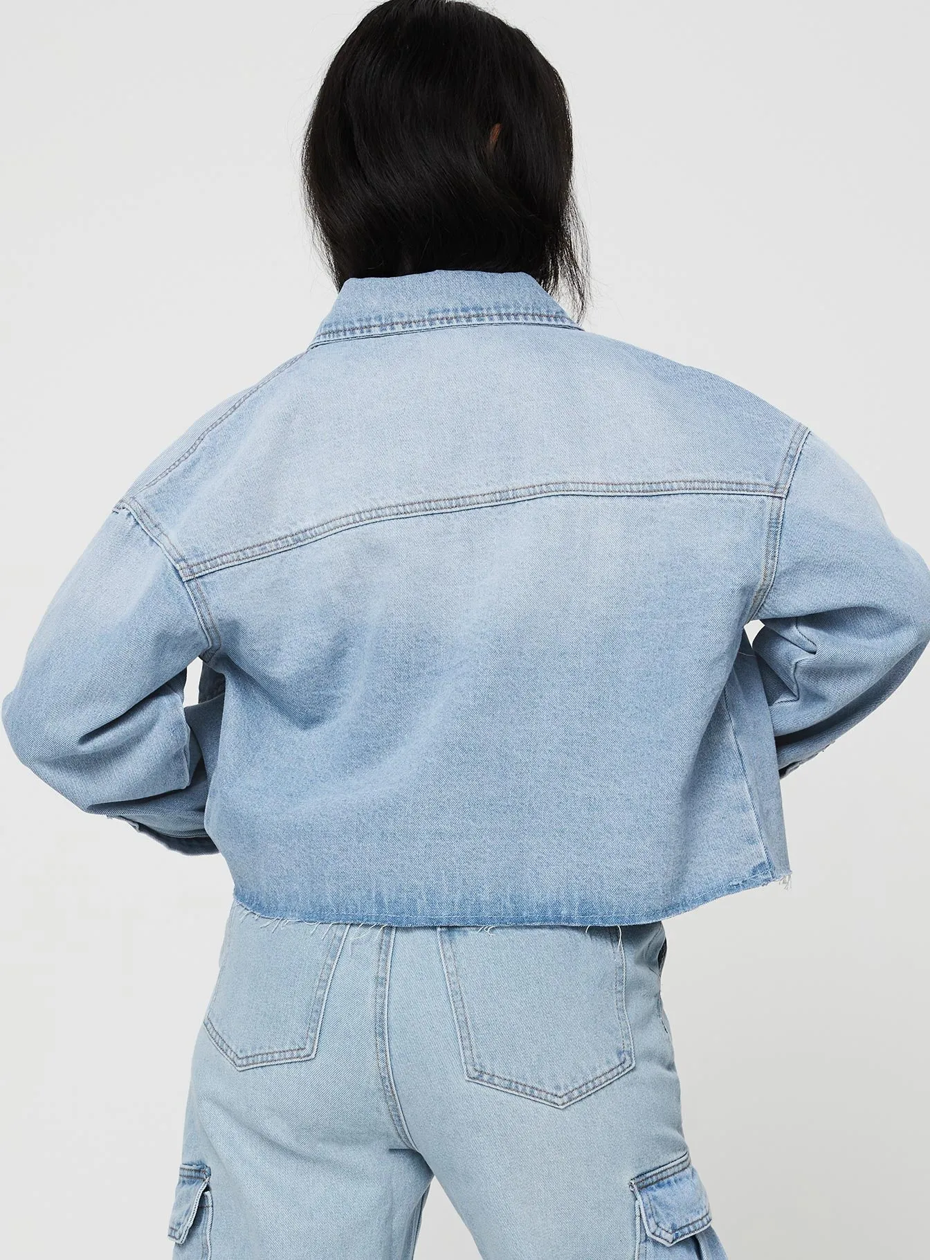 Belgrove Cropped Denim Jacket Mid Wash