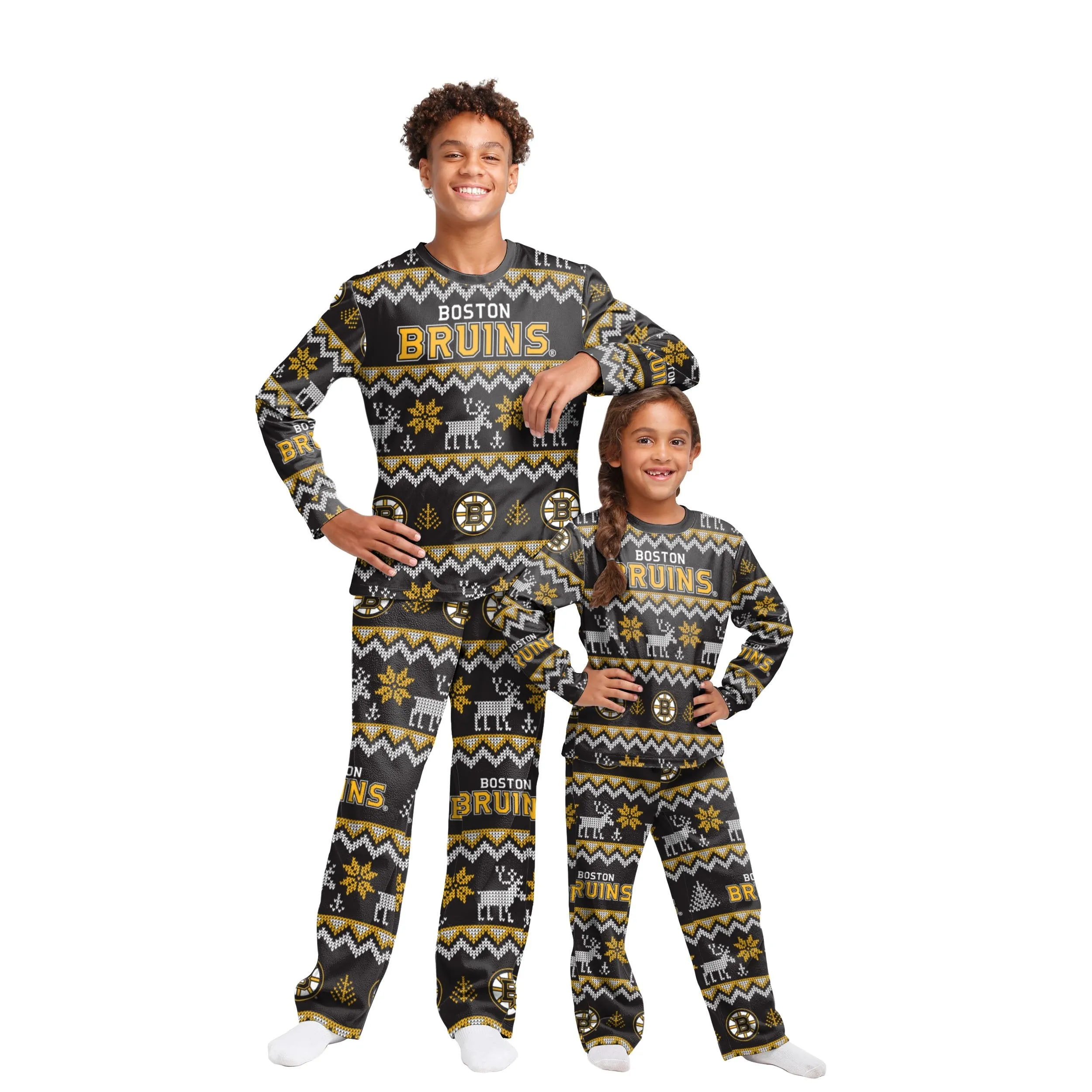 Boston Bruins NHL Ugly Pattern Family Holiday Pajamas