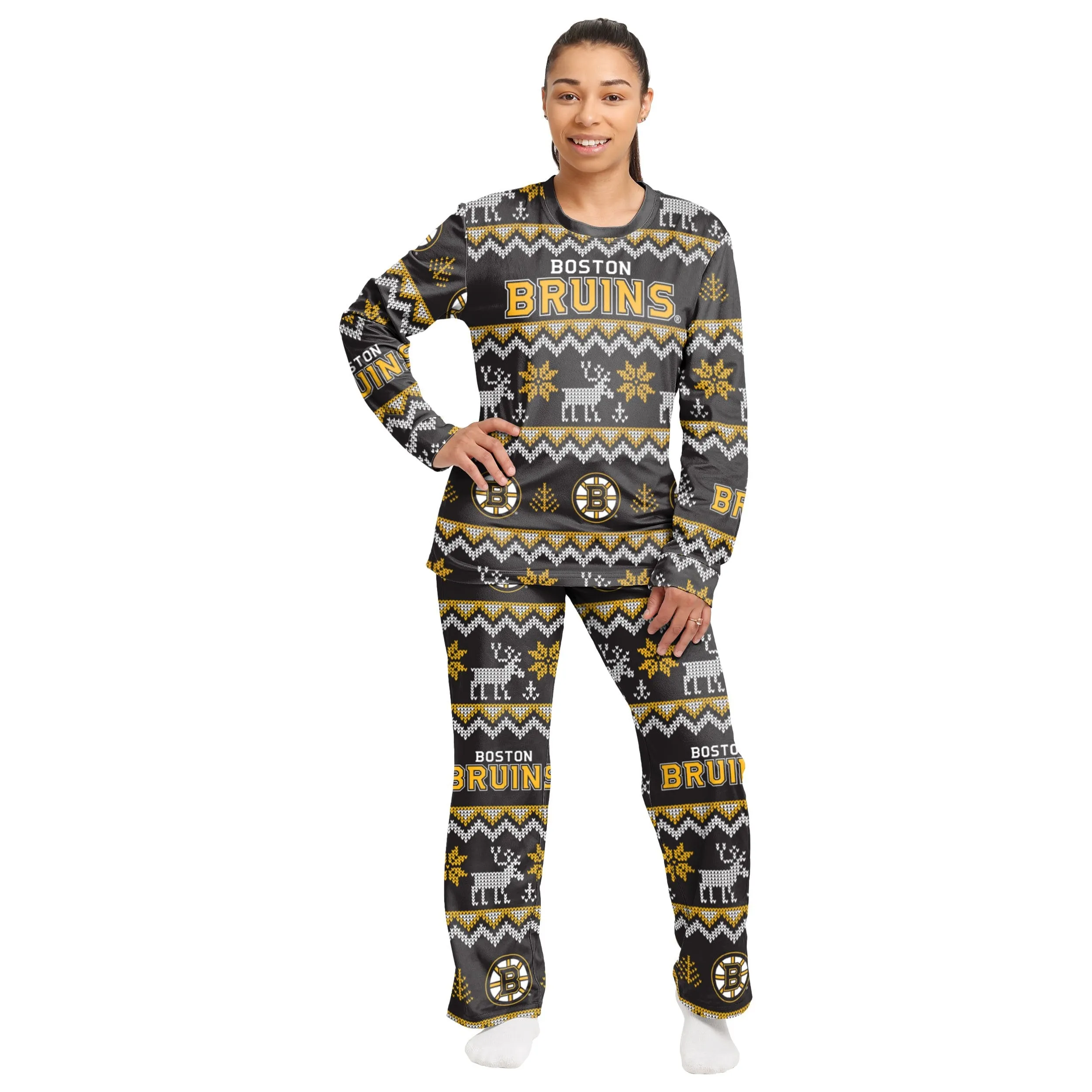 Boston Bruins NHL Ugly Pattern Family Holiday Pajamas