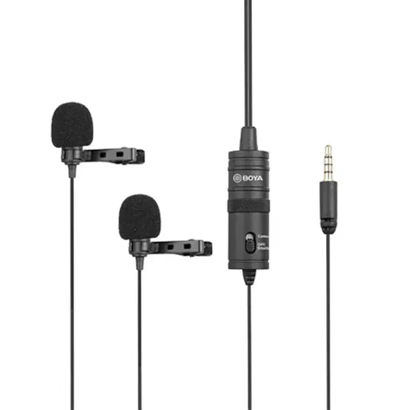 BOYA BY-M1DM Dual Lavalier Microphone Lapel Clip-on Omnidirectional Condenser Mic