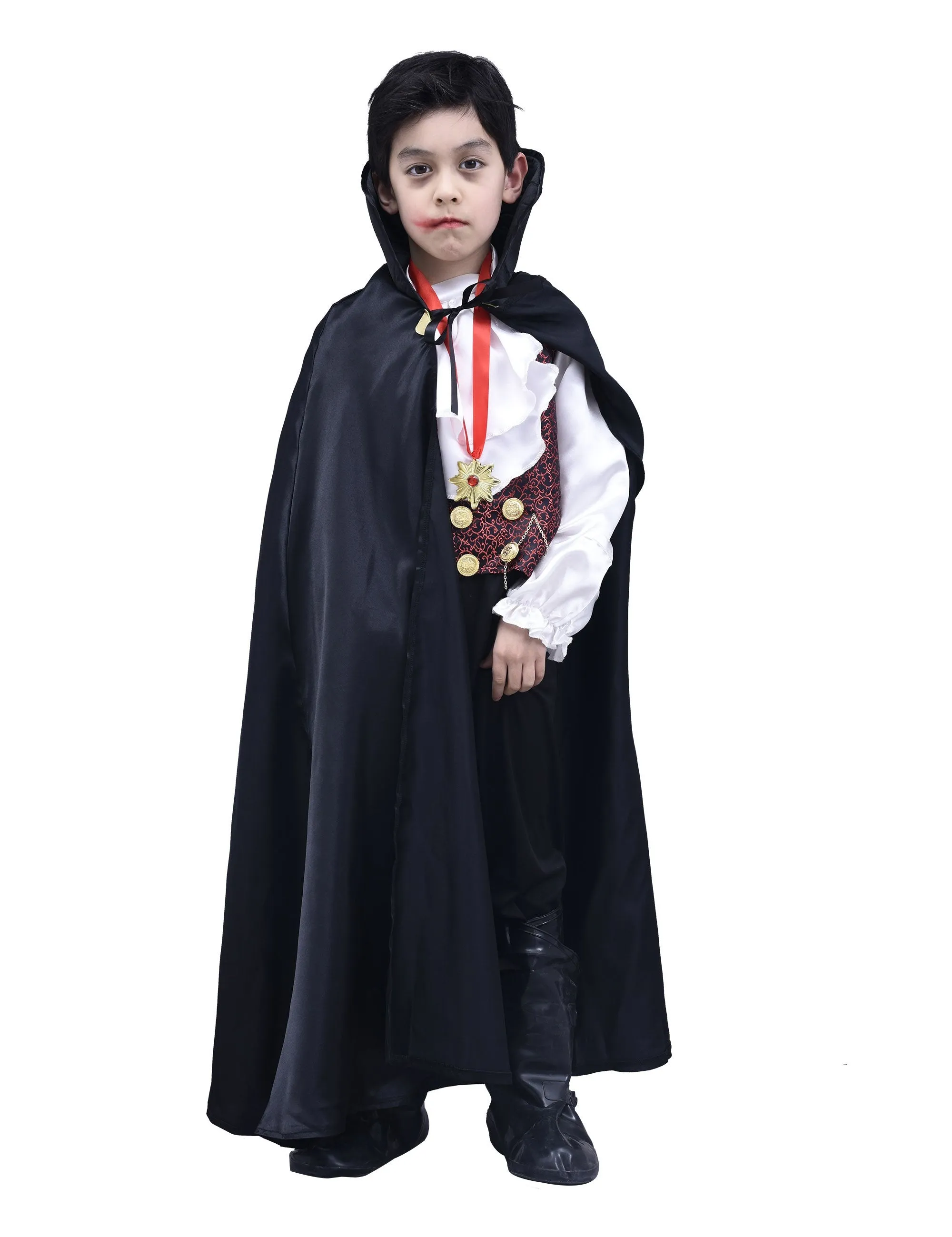 Boys Girls Vampire Costume, Kids Halloween Dracula with Cape Fancy Dress