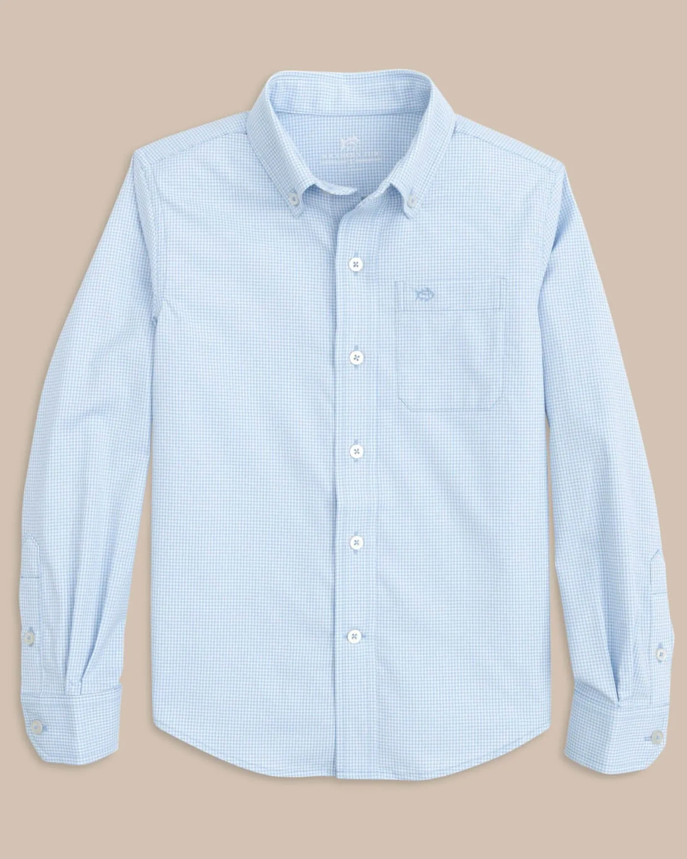 Boys Intercoastal Mini Gingham Button Down Shirt