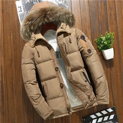 Brand Winter Jacket Men White Duck Down Parkas Jacket Men's Thick Warm Snow Parka Jacket Overcoat Windbreaker Hooded Warm Parkas