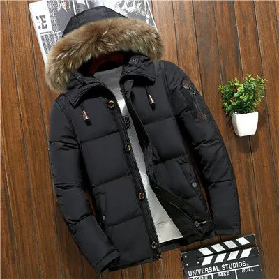 Brand Winter Jacket Men White Duck Down Parkas Jacket Men's Thick Warm Snow Parka Jacket Overcoat Windbreaker Hooded Warm Parkas