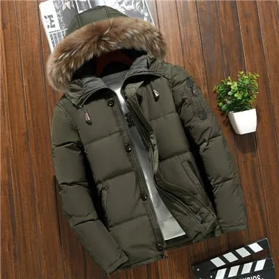 Brand Winter Jacket Men White Duck Down Parkas Jacket Men's Thick Warm Snow Parka Jacket Overcoat Windbreaker Hooded Warm Parkas