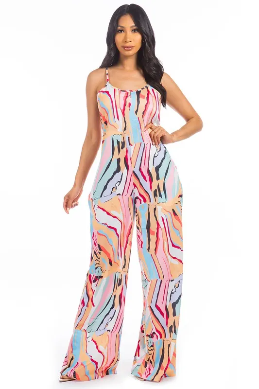 Breezy & Bold: Multi-Print Jumpsuit with Palazzo Pants