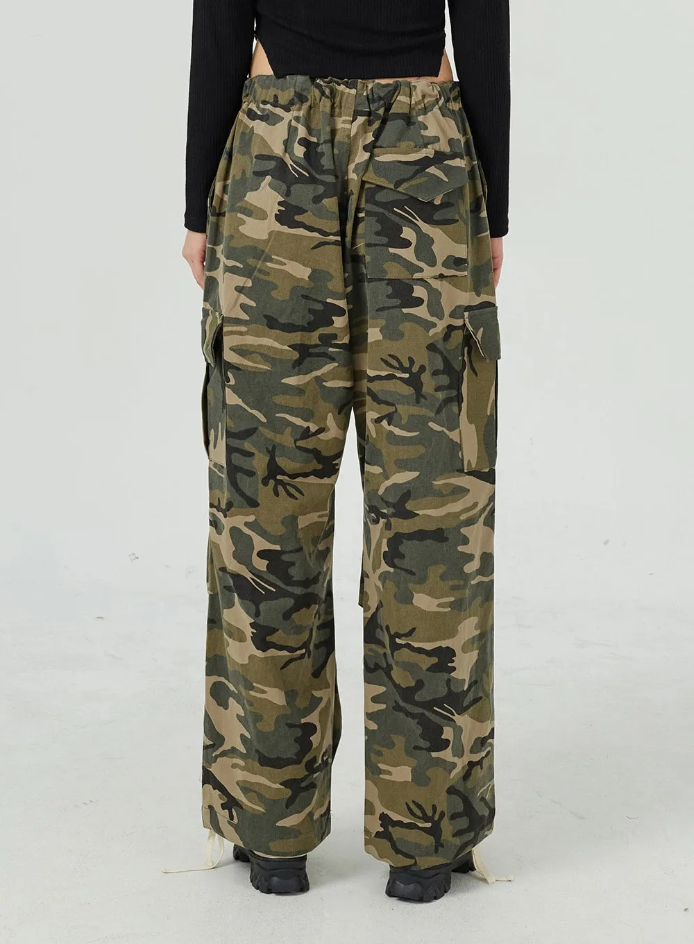 Camo Cargo Wide Leg Pants CM317