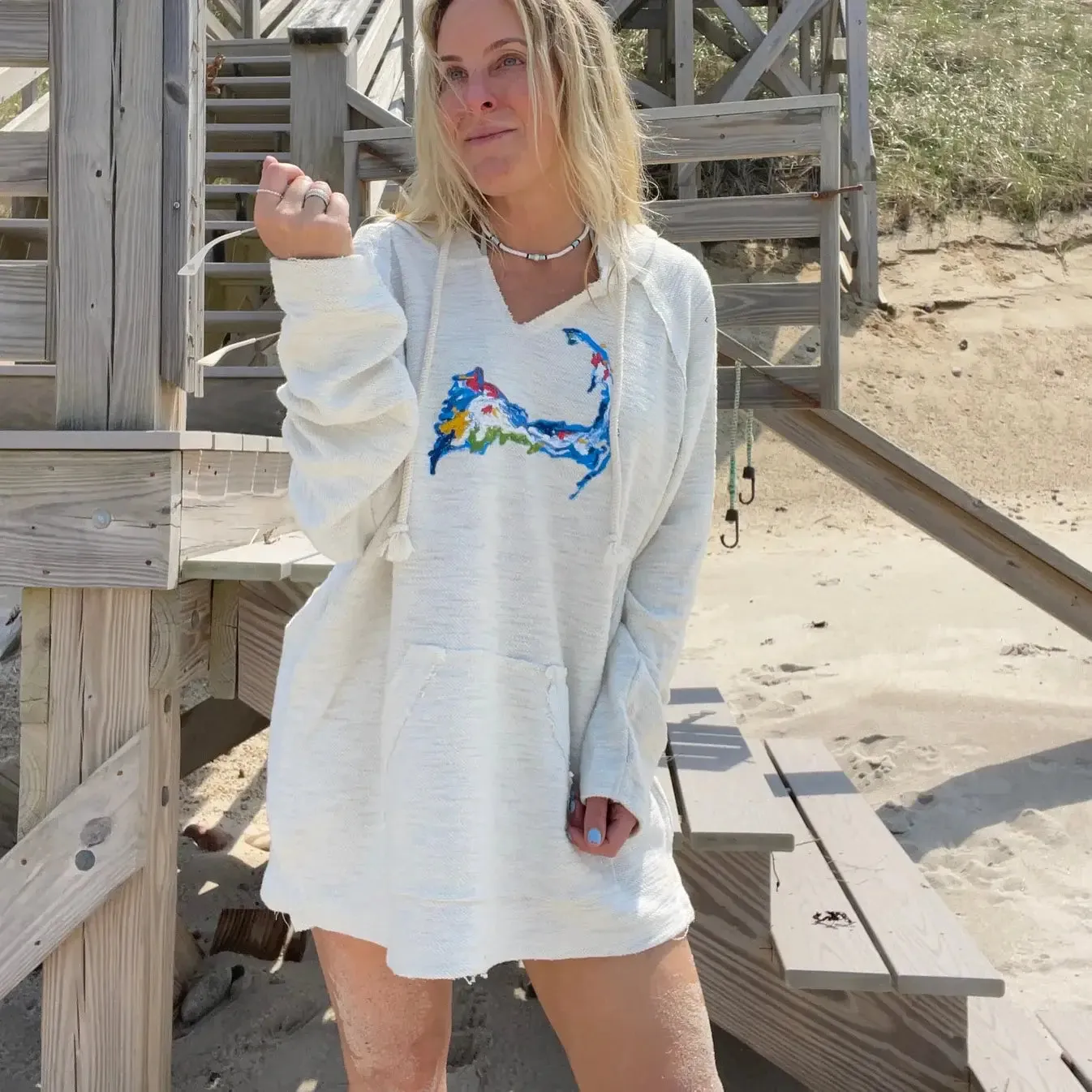 Cape Cod Reverse French Terry Hoodie -Water: Small