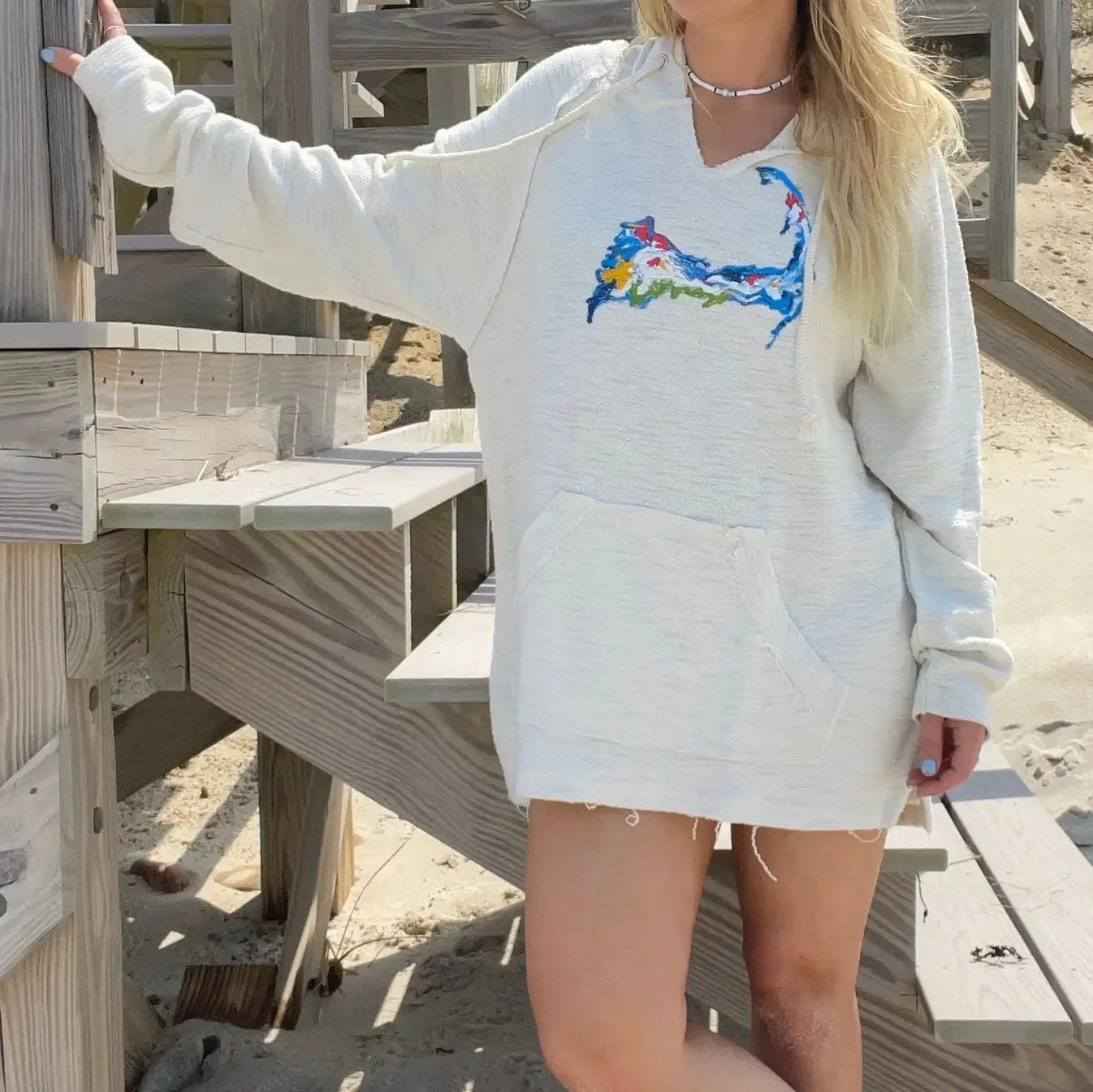 Cape Cod Reverse French Terry Hoodie -Water: Small