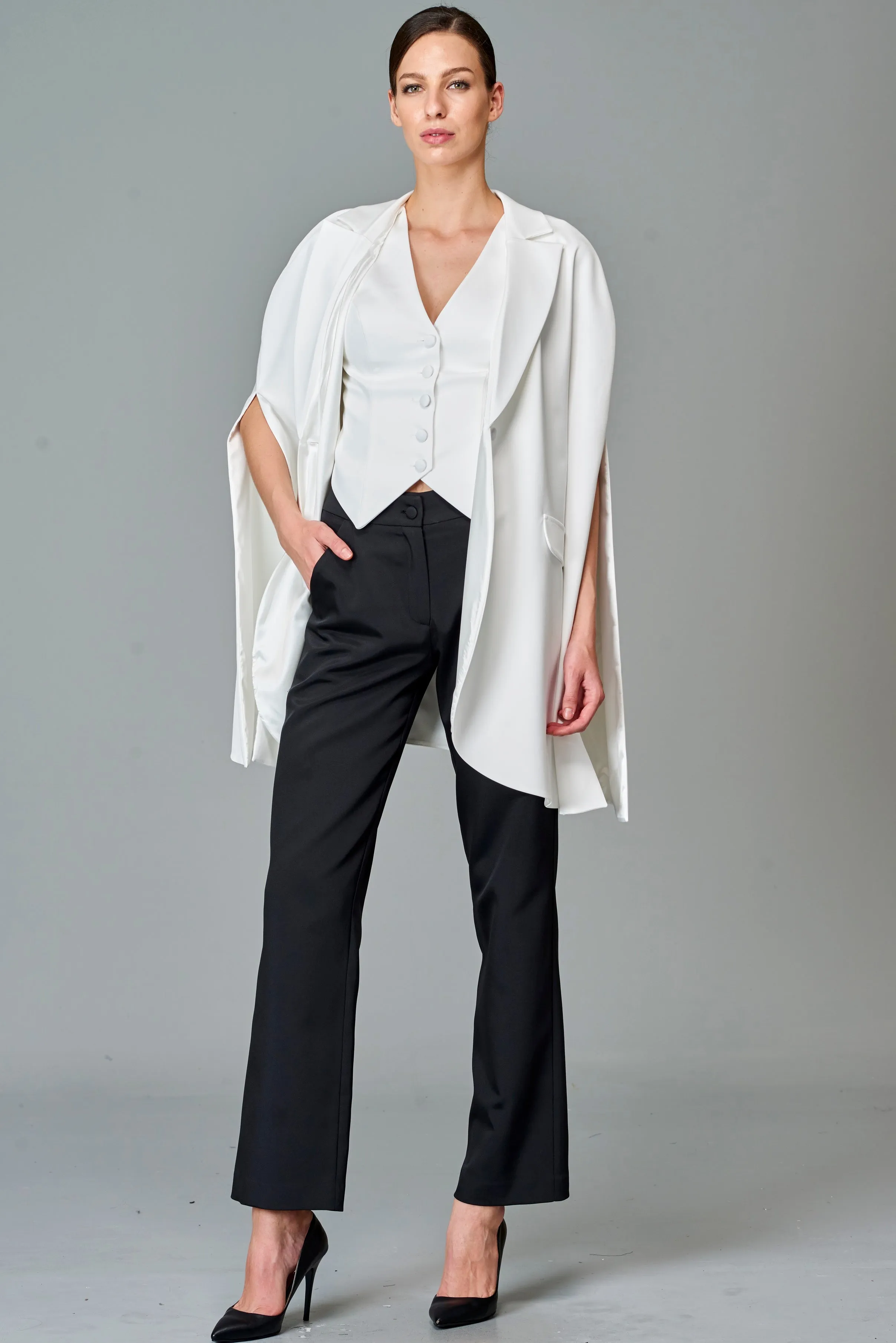 Cape-Vest Jacket with Classic Pant