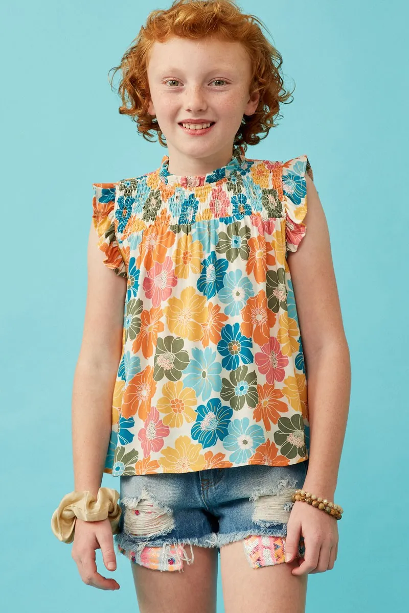 Casey (Floral Ruffle Sleeve Top)