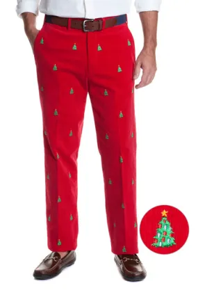 Castaway BEACHCOMBER CORD PANT W/XMAS TREE-CRIMSON