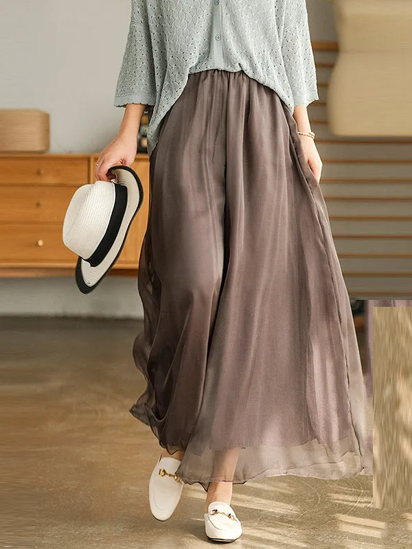 Casual Solid Color Chiffon Column Wide Leg Pants