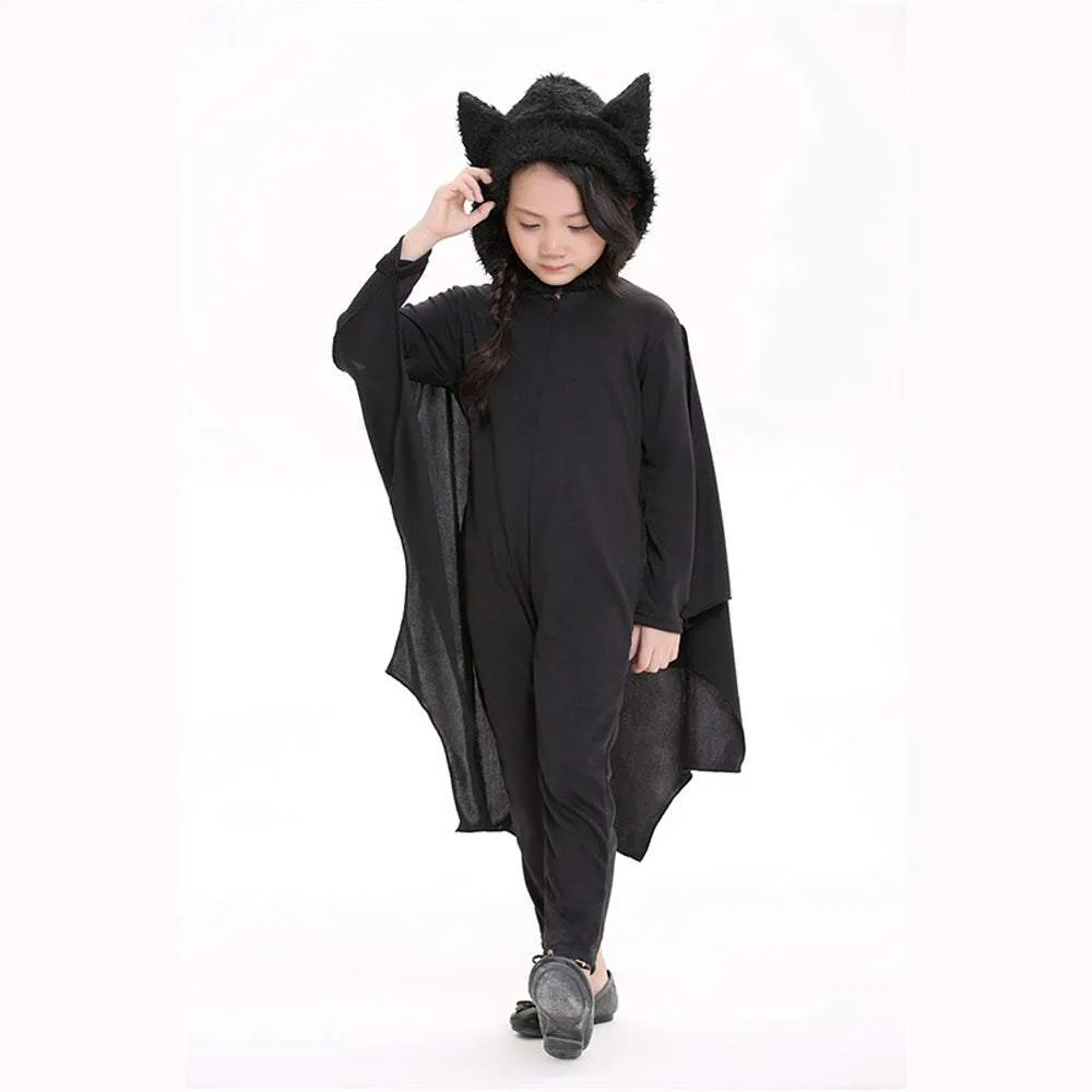 Child Kids Halloween Batman Bat Cosplay Costume with Hood and Gloves