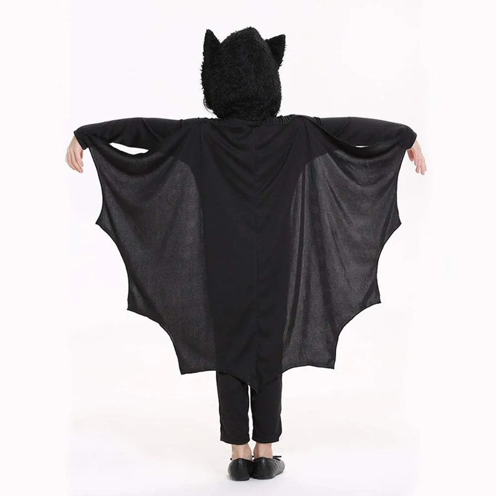 Child Kids Halloween Batman Bat Cosplay Costume with Hood and Gloves