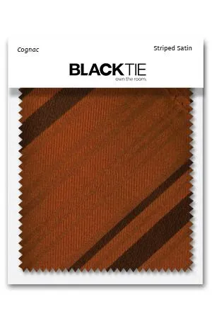 Cognac Striped Satin Fabric Swatch