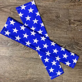 Compression Arm Sleeves in Blue Star Print Spandex