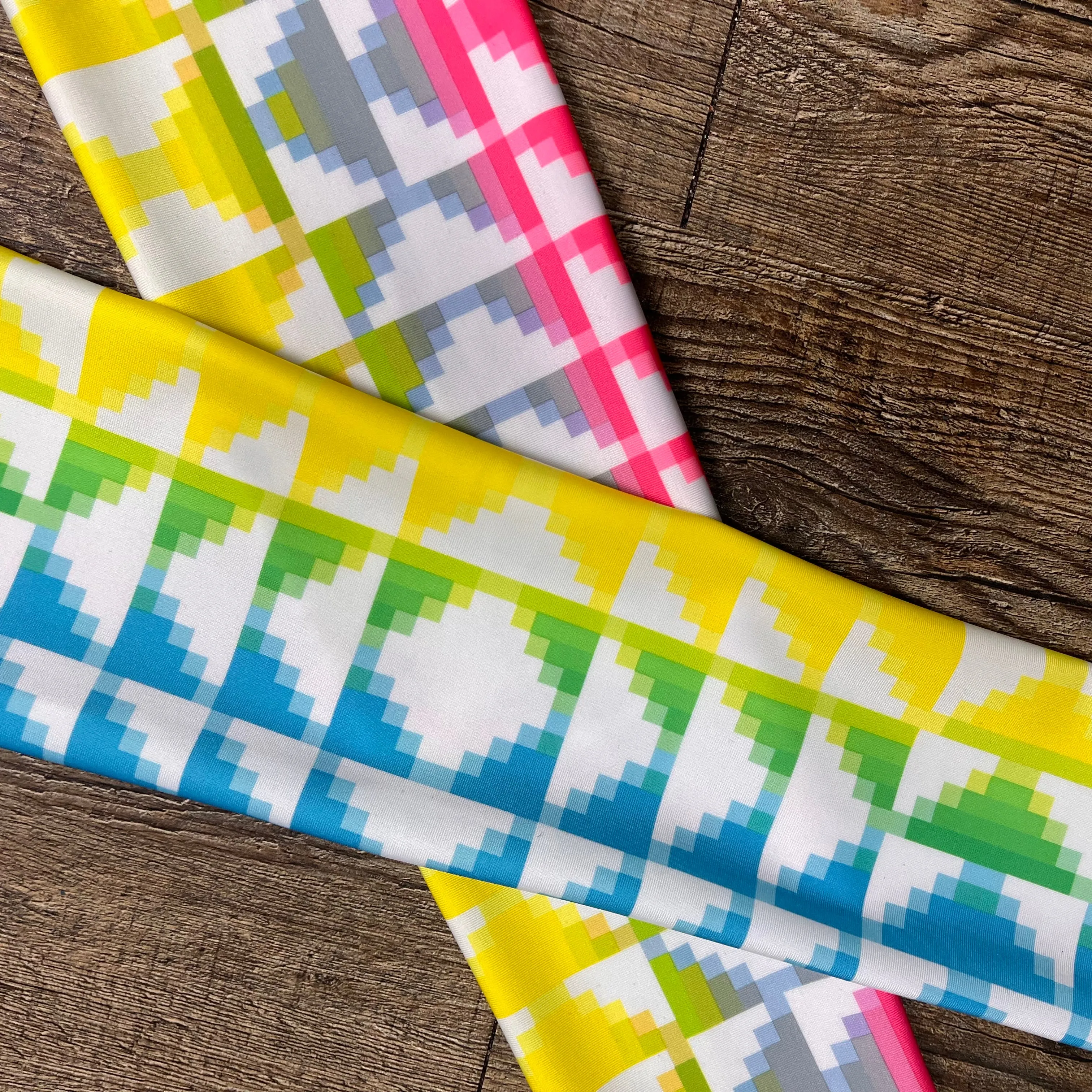 Compression Arm Sleeves in Neon Tetris Print Spandex