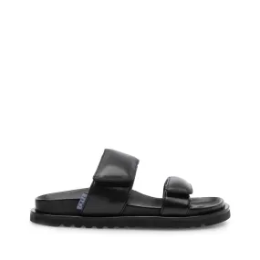 Corine Black Leather Puffy Sandals