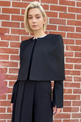 Cropped Jacket with Cape in Black