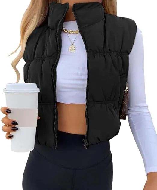 Cropped Women's Puffer Vest – Lightweight & Stylish Sleeveless Puffer Jacket