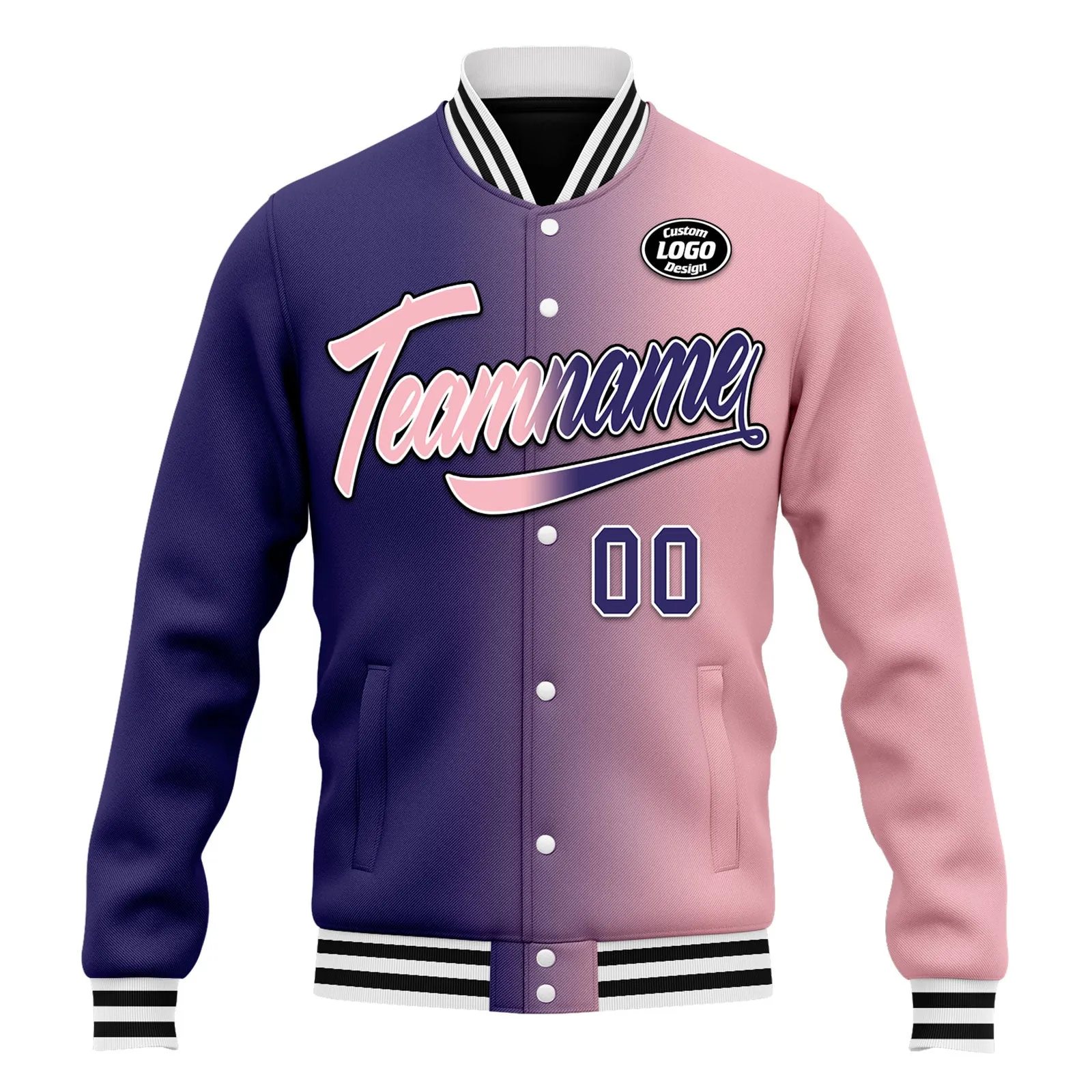 Custom Gradient Fashion Jacket Bomber Full-Snap Varsity Letterman Personalized Jacket FZ005-D028015-20