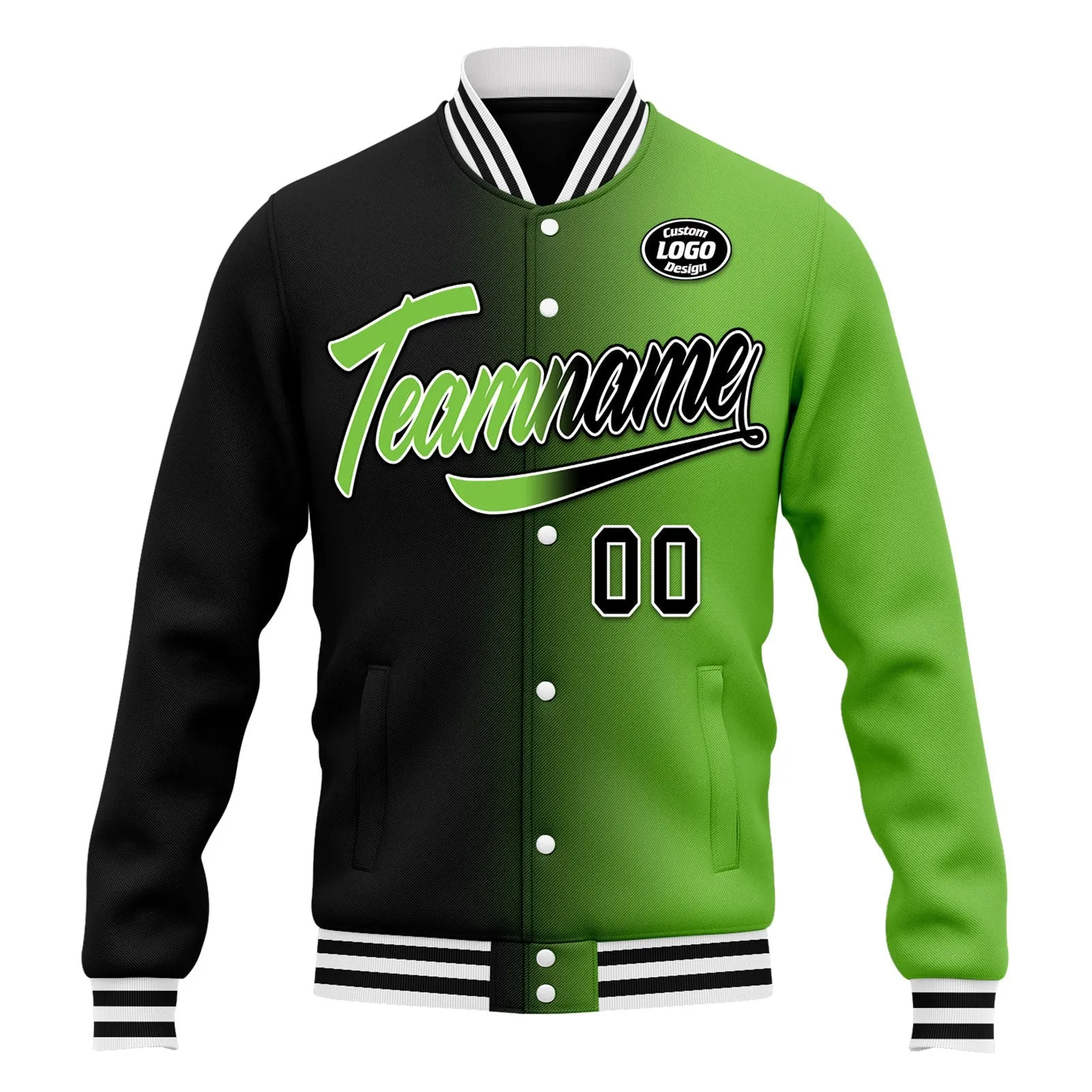 Custom Gradient Fashion Jacket Bomber Full-Snap Varsity Letterman Personalized Jacket FZ005-D028016-26