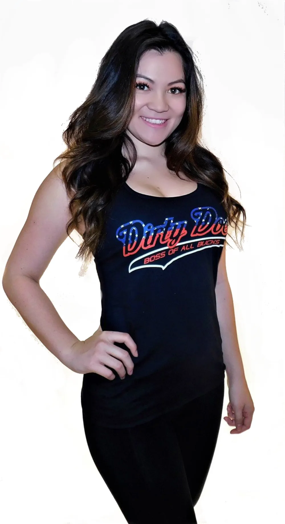 Dirty Doe "Merica" Racer Back Tank Top- Red White & Blue