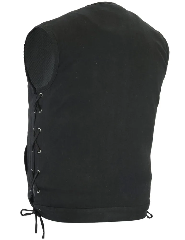 DM978 All Black Denim with CCW Pockets Side Laces Vest