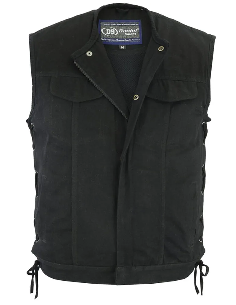 DM978 All Black Denim with CCW Pockets Side Laces Vest