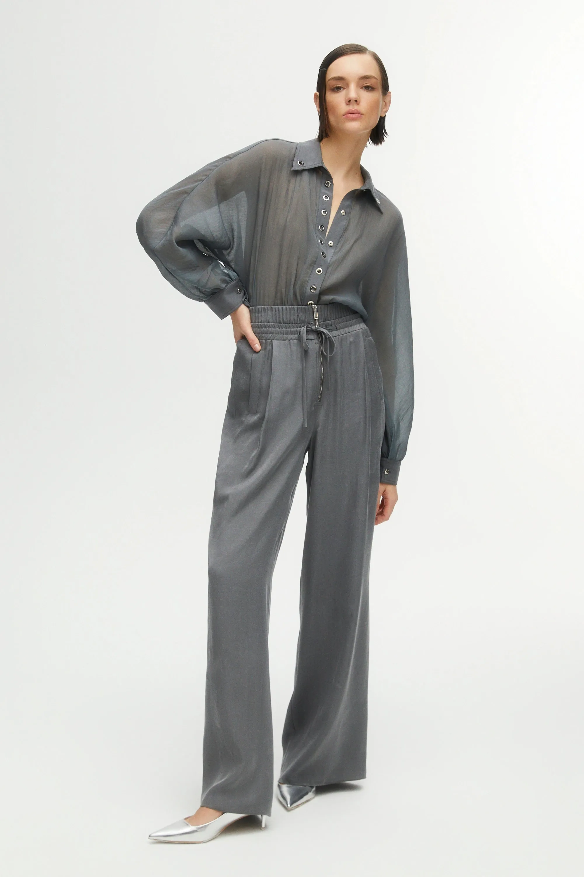 Draped Wide Leg Pants