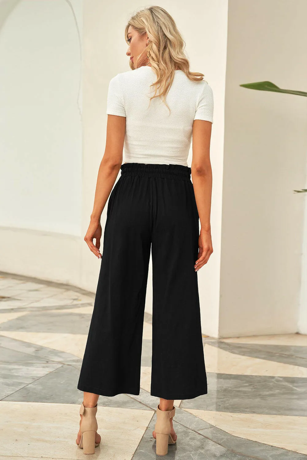 Drawstring Wide Leg Pants