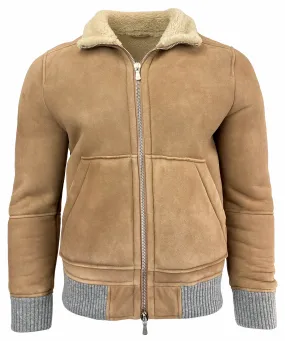 Eleventy Leather Shop Jacket in Tan