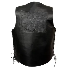 Event Leather ELM3940 Black Motorcycle Leather Side Lace Vest for Men