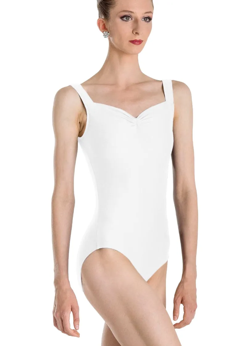 Faustine Pinch Front Tank Leotard (White)